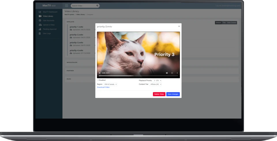 MaxLiving TV video preview with publishing details