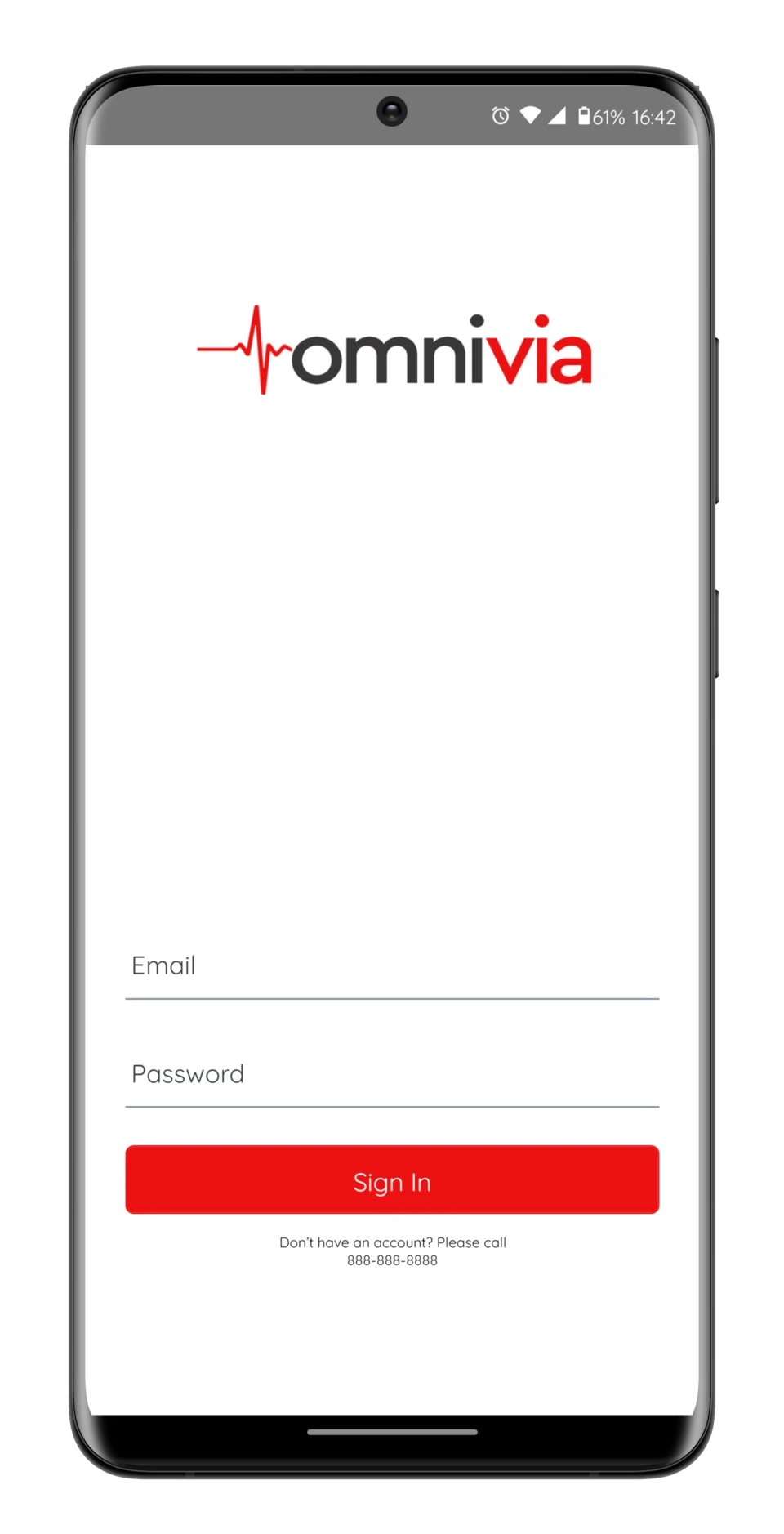 Omnivia mobile sign-in screen