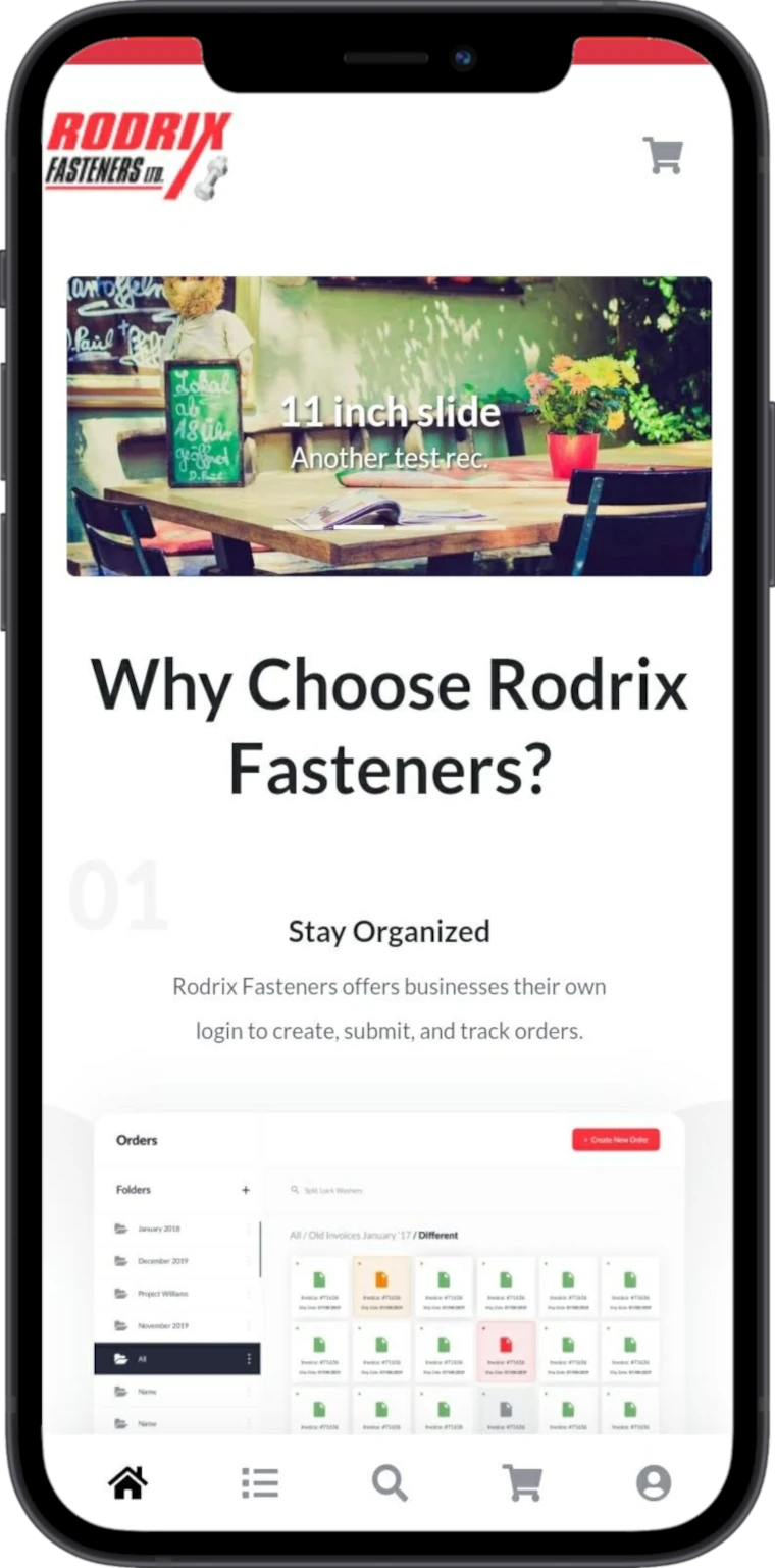 Rodrix home page viewed on a phone